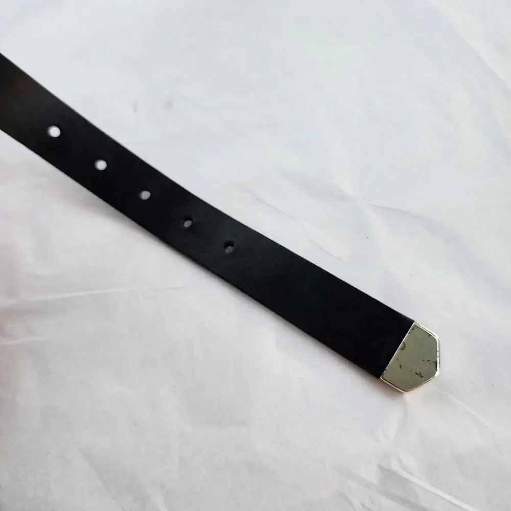 Michael‎ Kors Size M Leather Belt Black Silver Buckle 31-35